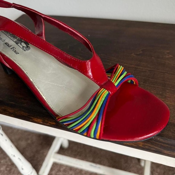 Coach and Four Red Patent Leather Strappy Peeptoe - Picture 3 of 5